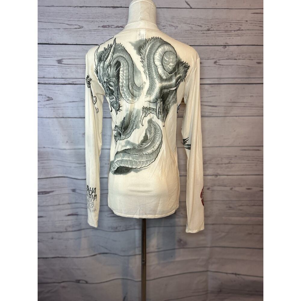 Suicide Squad Joker Tattoo Graphic Long Sleeve Shirt One Size Beige - Picture 3 of 6
